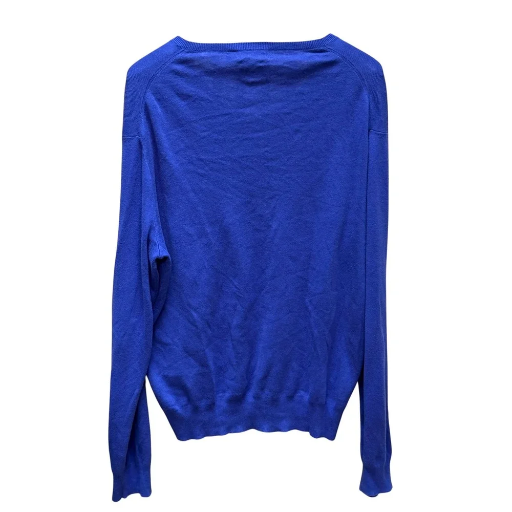 Polo Ralph Lauren Sweater Mens XL Blue Pima V-Neck Preppy Minimalist Classic